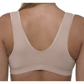 Gemm Womens Stretch Soft Cotton Lycra Non Wired Front Fastening Comfortable Bra Nude, 48