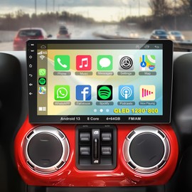 8 Core QLED Screen 1280 * 800 Car Radio Double Din Android 13 GPS Navigation Stereo with Wireless Carplay Android Auto, FM/AM, Bluetooth,Steering Wheel Control,DSP