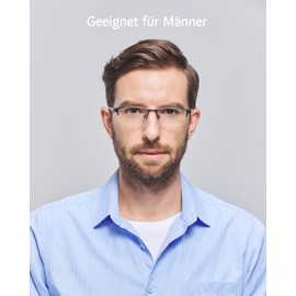 ANRRI Blue Light Glasses Men Half Round Rectangle Metal Frame UV Blocking Computer Glasses Women, gray