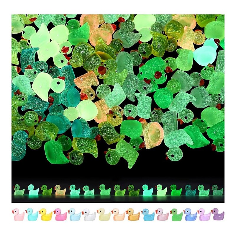 200 PCS Luminous Mini Resin Ducks Glow in The Dark