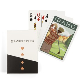 Lantern Press Golfer Scene, Idaho (52 Playing Cards, Poker Size Card Deck with Jokers)