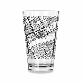 Blue Ridge Mountain Gifts - Detroit Pint Glass, 16oz Drinkware UV Printed in Black or White Ink, Michigan Keepsake with Detroit Map Design