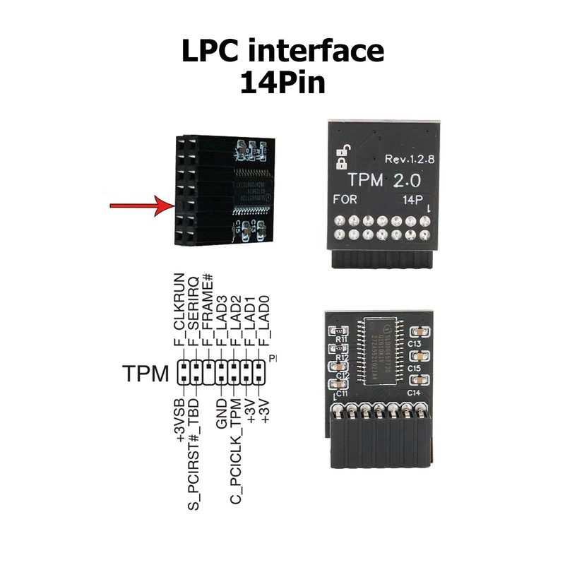 For ASUS TPM 2.0 Module, 14Pin LPC tpm 2.0 Remote