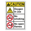 Weatherproof Plastic Vertical ANSI Caution Oxygen in Use No Smoking