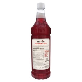 Monin - Total Immunity Boost, Immune Support Supplement, Liquid Blend of Vitamins, Minerals, & Antioxidants, Immune Boosting Vitamin C & D + Elderberry, For All Beverages, Low Calorie (1 Liter + Pump)