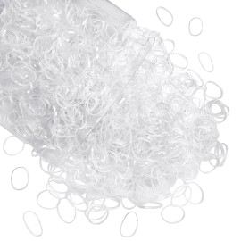 TUUXI 1500pcs Clear Mini Elastic Hair Bands, Soft Ponytail Holders, No Damage Hair Tie
