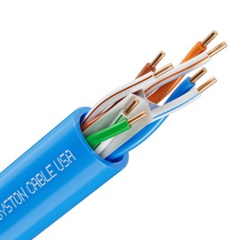 Syston Cable Technology Cat 6A+ Ethernet Network Cable，700MHz 23AWG Solid Bare Copper Wire Outdoor/Indoor, No Ends 100/250/500/1000 Ft Available, Heat Resistant Plenum Rated (100 FT, CMP, Blue-CMP)