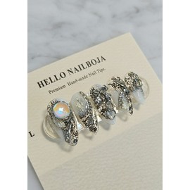 hello. Lace iron taste [handmade nail tip] - long stiletto / hello.레이스쇠맛[수제네일팁] - 롱스틸레토