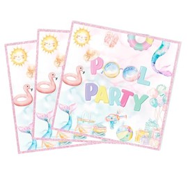 60pcs Pool Party Napkins Summer Pool Paper Napkins Summer Beach Hawaiian Tropical Swimming Theme Baby Kids Birthday Party Supplies Decorations