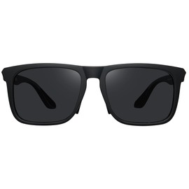 TRISKEL EYEWEAR Vienna Sunglasses Men - Modern Square Frame, Polarized TAC Lenses, Advanced Anti-Fog (Matte-Black with Dark Grey lenses)