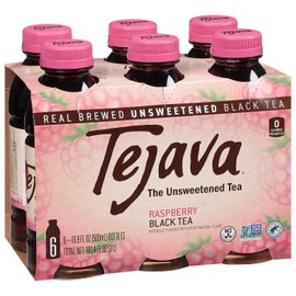 Tejava Raspberry Black Iced Tea, 6 Pack, 16.9oz PET Bottles, Unsweetened, Non-GMO, Kosher, No Sugar or Sweeteners, No calories, No Preservatives, Brewed in Small Batches