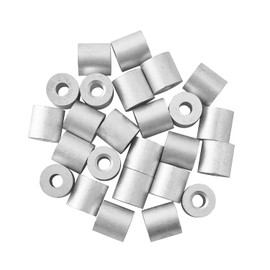 1/4" (6mm) Wire Rope Stop Loop Sleeve Round Crimps for Wire Rope Dia, Aluminum Crimping Loop Sleeve Round (25 Pcs)