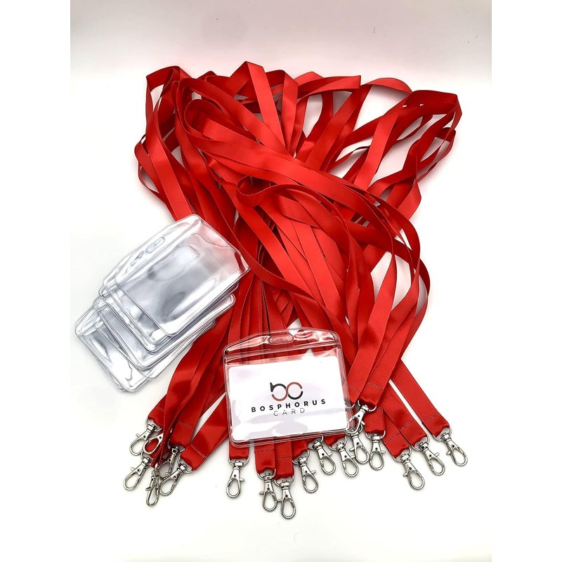 Lanyard with Clear Card Holder, Assorted Colours, Id Card Holder