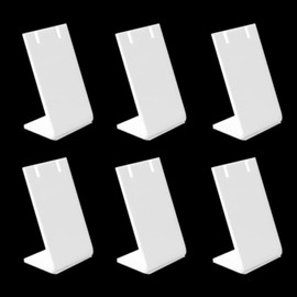 6pcs Acrylic Earring Holder L Shaped Earring Display Single Pair Earring Display Rack Earring Dangling Slant Display Holder Necklace Display Stand for Home Jewelry Retail 1.77x3.2inch, White