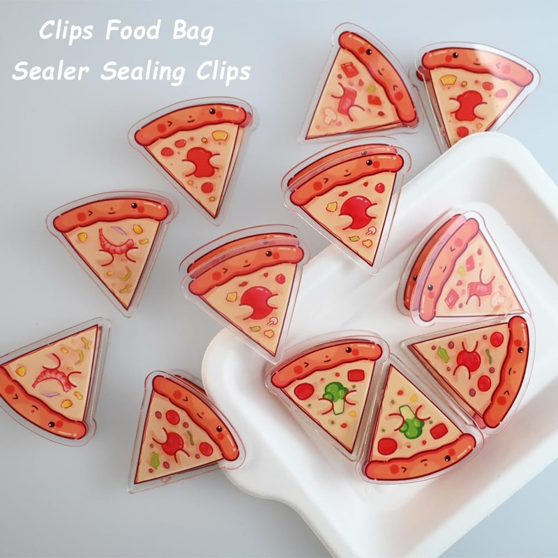 12 PCS Pizza Shaped Chip Clips for Food Storage, Funny