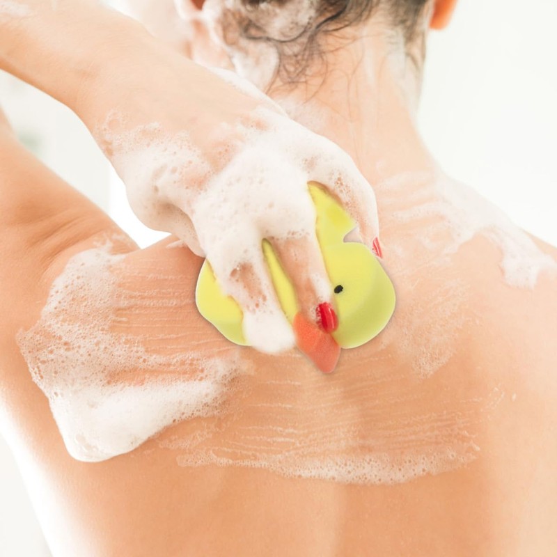 TOYANDONA Pack of 4 Small Yellow Duck Bath Brush Bath