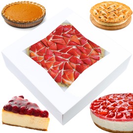 BAKELUV Pie Boxes 10x10x2.5 Inch | White / 25 pcs/Auto-Popup | Bakery/Pastry/Treats/Cookies/Cheesecake/Cake/Muffins/Donuts