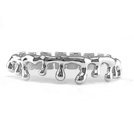 Psivika Gold Teardrop Bottom Grillz 6 Teeth Lower Teeth Drip Cap Grillz (Silver)