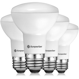 SUNPERIAN BR20 LED Bulb, 6W=50W, 3000K Soft White, 550 Lumens, Dimmable Flood Light Bulbs for Recessed Cans, Enclosed Fixture Rated, Damp Rated, UL Listed, E26 Standard Base (4 Pack)