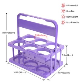 Bodaon 6 Cup Drink Carrier with Handle, Plastic Cup Holders for GrubHub/Doordash Delivery, Reusable Foldable Car Drink Caddy, Leakproof Food Delivery Accessories, 360° Secure Grip, Lavender