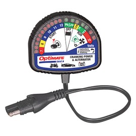 Optimate Test - Manivela y alternador, TS-121, probador de 12 V para el Estado de Carga de la batería, Rendimiento de Arranque y Sistema de Carga del vehículo