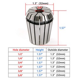 Juego de pinzas ATOPLEE ER32, 6 piezas de pinzas de resorte de 1/8 pulgadas, 1/4 pulgadas, 3/8 pulgadas, 5/8 pulgadas, 1/2 pulgadas, 3/4 pulgadas, para máquina de grabado CNC y herramienta de torno de fresado