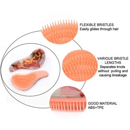 Detangling Hair Brush - Dssolvent Brush Soft and Dense Non Tangle Brush Suitable for Children Brushes for All Hair Types (Red)