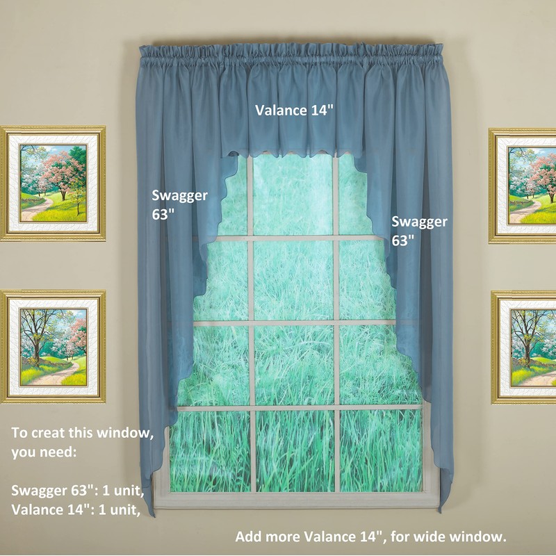 Today's Curtain Emelia Original Voile Swagger Pair 63", Wedge Blue,