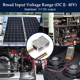 DC 12V 24V 36V to DC 5V (Accept DC 8-40V Inputs) Truck Transformer Converter Voltage Converter Reducer Regulator for Car Electronics Vehicle Boat Solar System - 15A 75W