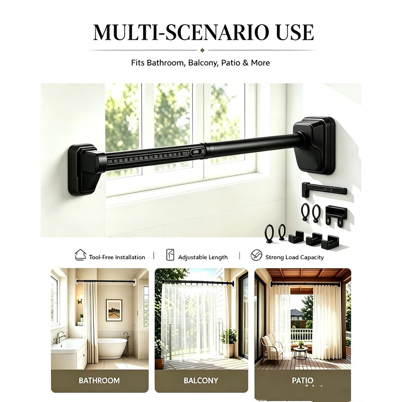 Tension Shower Curtain Rod No Drilling,Extra Long Tension Rod 41-88