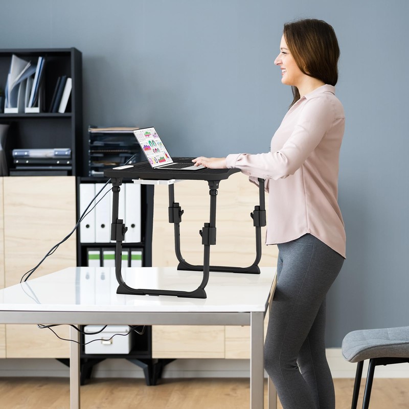 Lap Desk for Bed Adjustable Height, Foldable Bed Table with