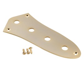Musiclily Pro Steel 4-Hole Jazz Bass Control Plate for JB Style Electric Bass, Gold