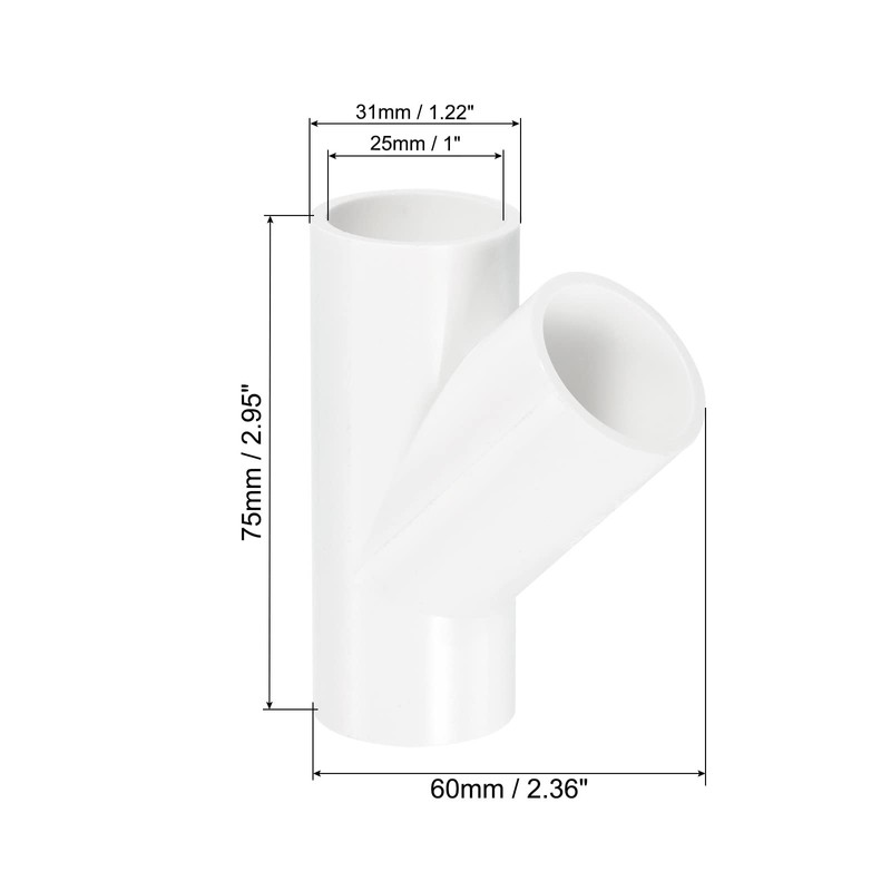 PATIKIL 25mm PVC Pipe Fittings, 3 Pack 3 Way 45