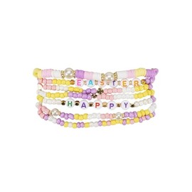 MMIUAEG Easter Bracelet Rabbit Bunny Charm Wristlet Cute Rabbit Chick Egg Beaded Stretchable Bracelet for Women Easter Bunny Jewelry Holiday Party Gift (Style M)