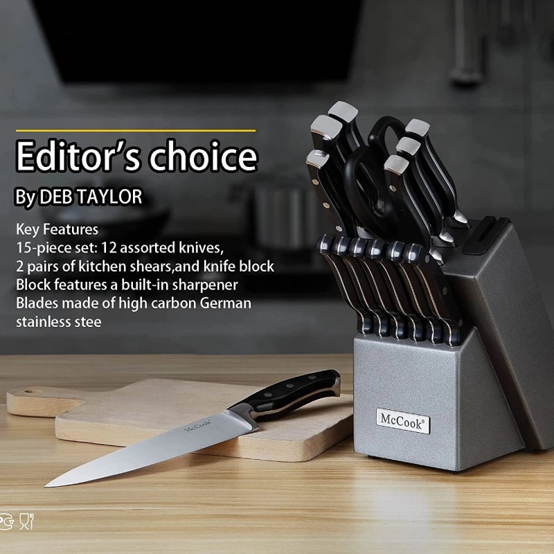 Mc Cook Knife Set, 15-Piece Kitchen Knife Set with Block
