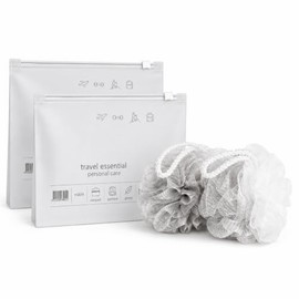 +skin Set De Esponjas De Baño De Viaje Con Estuche – Dúo De Esponjas Exfoliantes De Secado Rápido Para Gimnasio, Hotel Y Hogar (Gris Y Blanco)