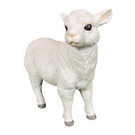 White Sheep Ornament Garden Statue, 19cm Resin Standing Lamb Lifelike Animal Sculpture Patio Decorative Figure, Indoor Outdoor Lawn Yard Home Decoration (Sheep (Small))
