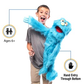 30" Blue Monster Puppet, Full Body Ventriloquist Style Puppet