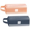 2Pcs Extra Long & Large Pencil Case with 2 Metal