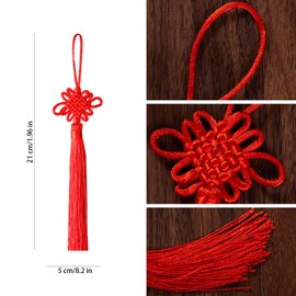 Lezevn Red Chinese Kontting Cord New Year Lucky Knot Handmade Silky Floss Chinese Tassel Celebration Supplies Decoration Car Handing Decoration (24)