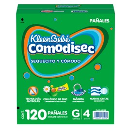 KleenBebé Comodisec, Pañal Para Bebé, Tamaño Grande, Caja Con 120 Pañales