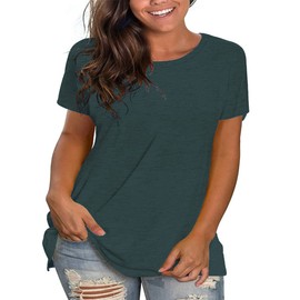 Plus Size Summer T Shirts Women Tops Short Sleeve Round Neck Casual Loose Fit Tee Tshirts Tunic 3X Dark green1
