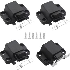 Self-Closing Push to Open Door Latches Hardware CBRIVE 4Pack Kitchen Cabinets Push Latch & Lock Heavy Duty Touch Latch and Catch for Drawers Push Pull Tip On RV Closet Press to Release Strong Pop Out