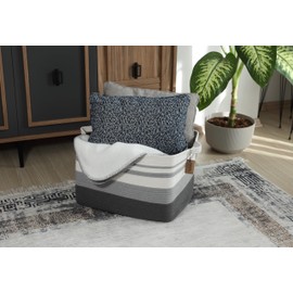 AMADOLL XXLarge Cotton Rope Basket, Storage Basket, Woven Basket I Towel Baskets for Bathroom I Blanket Basket I Toy Bin I Clothes,Decorative Organizer for Living Room,Laundry basket (Gradient Grey)