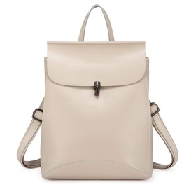 Realer Genuine Leather Backpack / Shoulder Bag For Women, beige