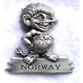 Norway Pewter Troll Magnet, NEW