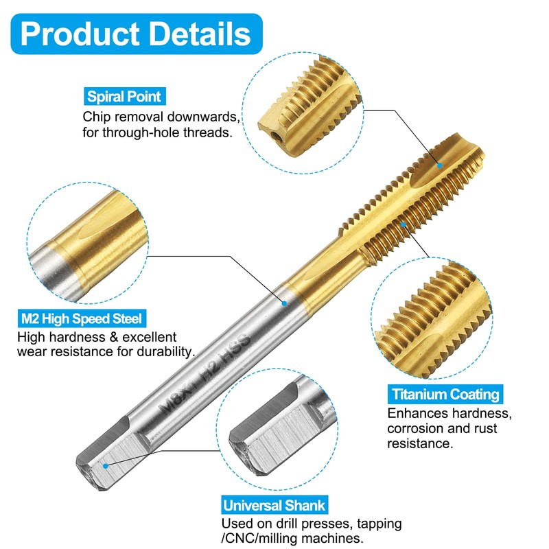 sourcing map Tap and Drill Bit Set, 1pcs M8 x