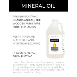 Velona Food Grade Mineral Oil 70 Viscosity NF USP Grade - 64 Fl Oz | for Cutting Boards, Countertops and Butcher Blocks, Stainless Steel, Knife, Tool, Machine, and Equipment | Made in The USA