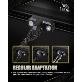 RENO Tacoma Bed Rail Cleats, Cargo Trailer Tie Down Anchors Compatible with Tacoma Tundra Gladiator Ram 1500, Replaces PT278-35160/35111/35112/35100-S1/35050-S1 PT785-35050-S1 (Aluminum, Black, 2PCS)