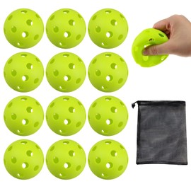 Charmoon Baseball Batting Practice Perforated Balls, 2.8 inches (72 mm), Soft, Non-Flying, Storage Bag Included, 12, 24 Pieces (12 Pieces, Light Green)